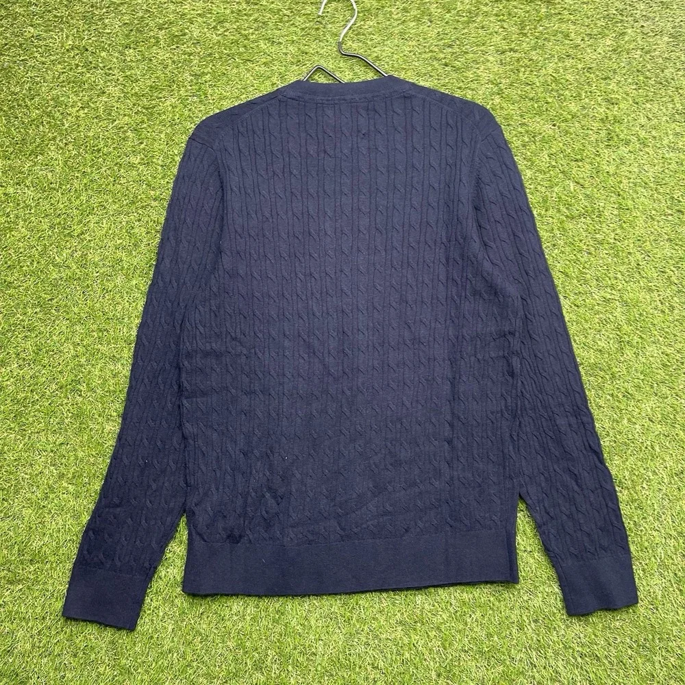 Abercrombie & Fitch Merino Wool Sweater Mens Medium Cable Knit Blue Dress Preppy
